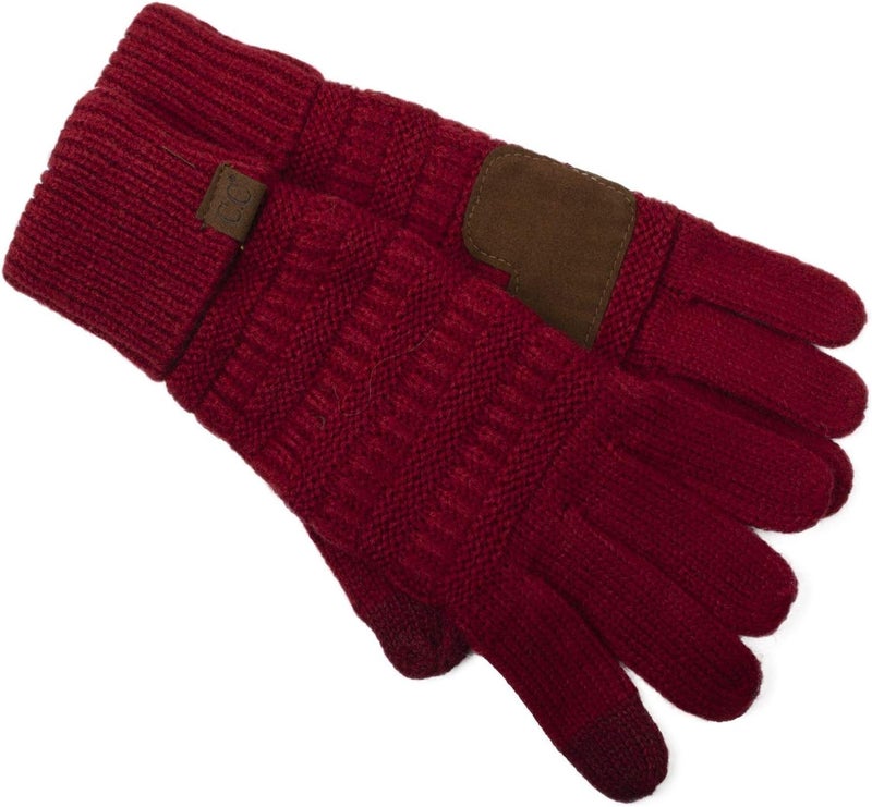 Unisex Cable Knit Winter Warm Anti-Slip Touchscreen Texting Gloves