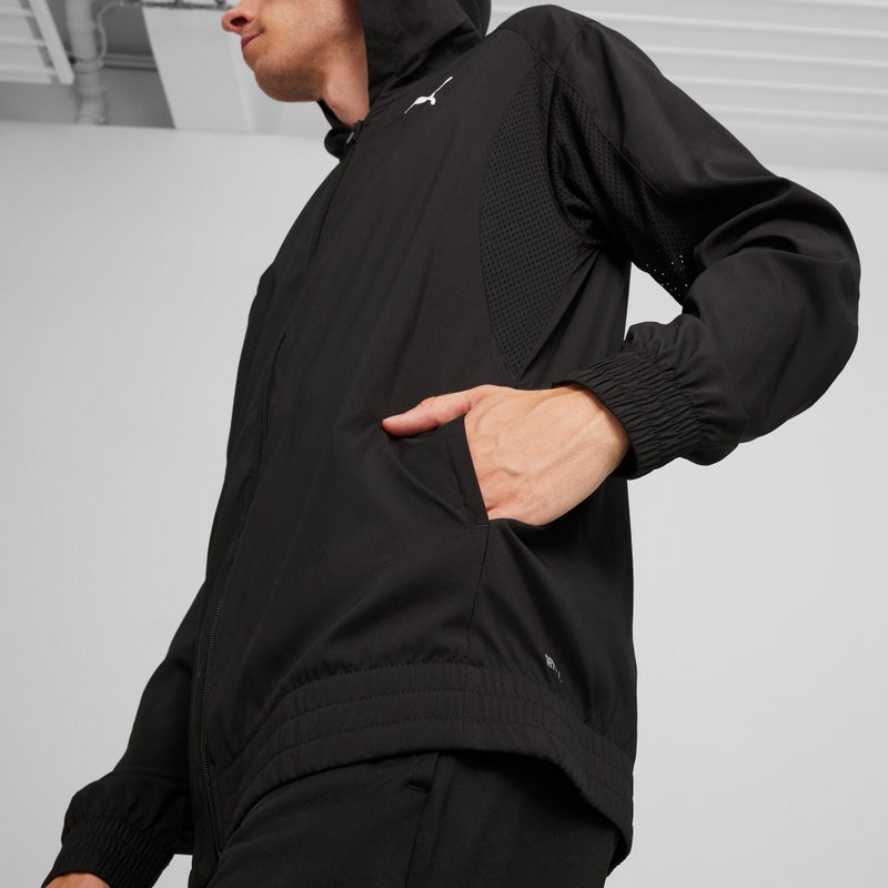 PUMA FIT Mens Black Woven Full-zip Jacket - Image 3
