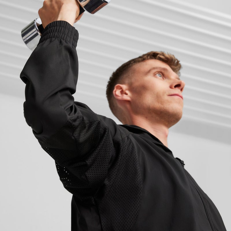 PUMA FIT Mens Black Woven Full-zip Jacket - Image 4