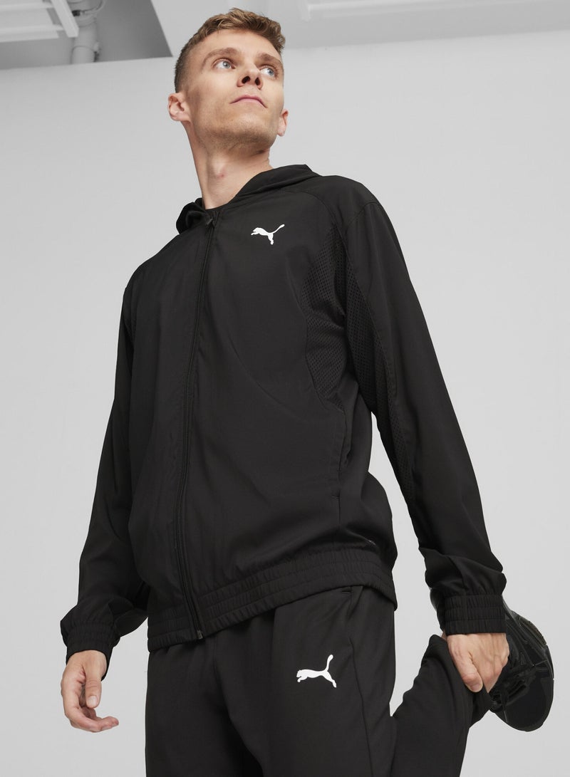 PUMA FIT Mens Black Woven Full-zip Jacket - Image 1