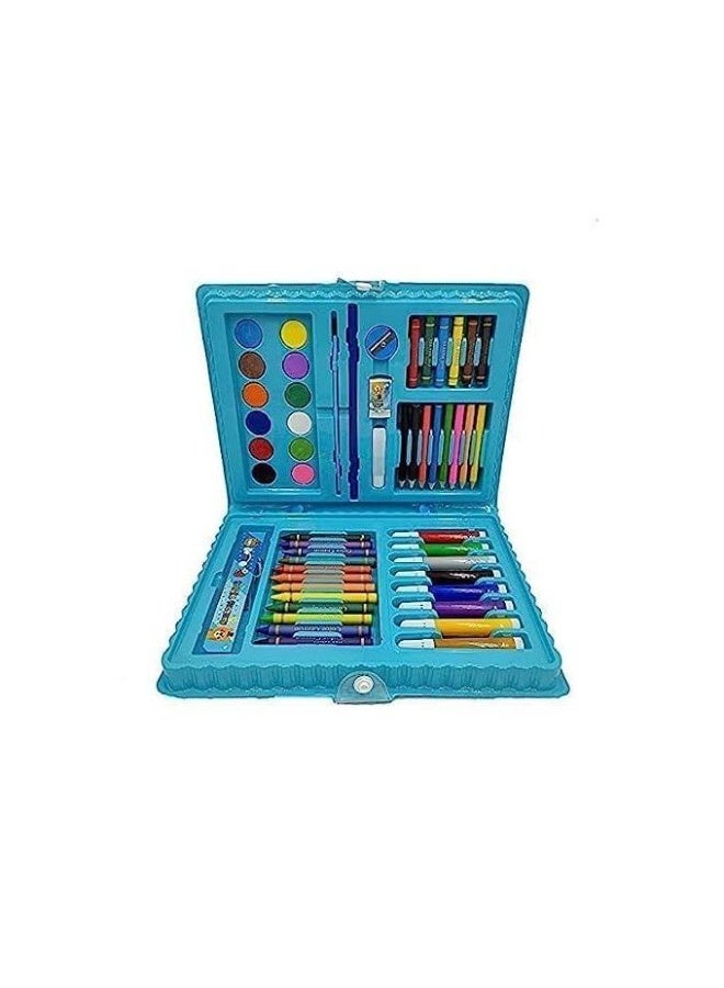 68 Piece Children's Art Set, Double-Sided Tri-Fold Drawing Kit, Blue - Image 1