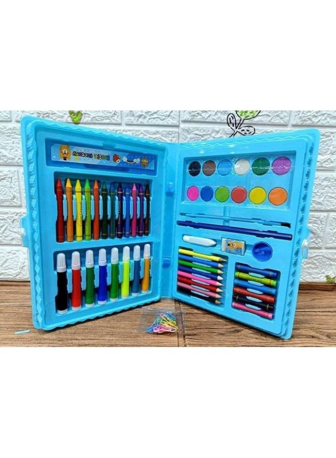 68 Piece Children's Art Set, Double-Sided Tri-Fold Drawing Kit, Blue - Image 2