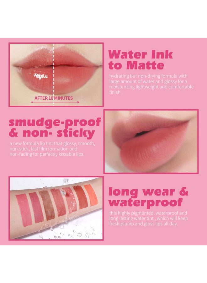KIMUSE Water Gel Lip Tint 6 Colors Set Highly Pigmented Long Lasting Moisturizing Glossy Lip Stains Hydrate Lightweight Lip Gloss Makeup - Image 3