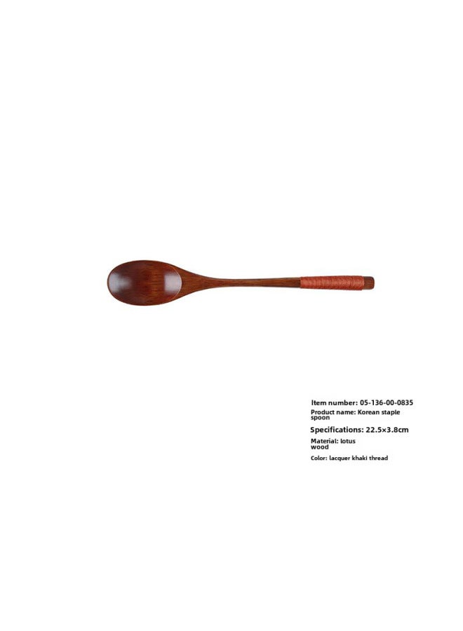 Yfjy Special Season Japanese Wooden Chopsticks Spoon Fork Portable One-person Spoon Fork Chopsticks Picnic Three-piece Cloth Bag-Specifications:(Lotus Wood) 22.5 Large Lacquer Khaki Spoon  - Image 1