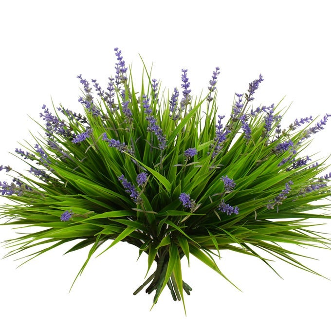 12 Bundles Artificial Plants Outdoor Fake Monkey Grass with Flowers for Pot UV Resistant Plant Decor for Window Garden Patio Hanging Planter Pathway Front Porch Grass with Flowers