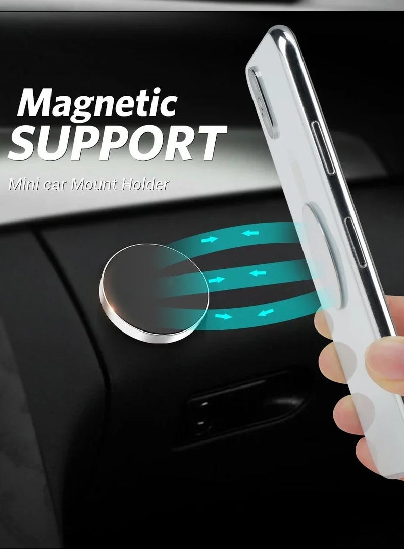 AROAQ Magnetic Car Phone Holder, Anti Slip High Power Magnet Phone Car Mount,  Portable Dashboard Bracket Mount Mobile Stand, Car Cell Phone Stand For All Phone Models, (2pc Silver Holder, 2pcs Metal Plate) - Image 2