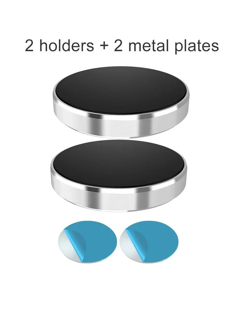 AROAQ Magnetic Car Phone Holder, Anti Slip High Power Magnet Phone Car Mount,  Portable Dashboard Bracket Mount Mobile Stand, Car Cell Phone Stand For All Phone Models, (2pc Silver Holder, 2pcs Metal Plate) - Image 1