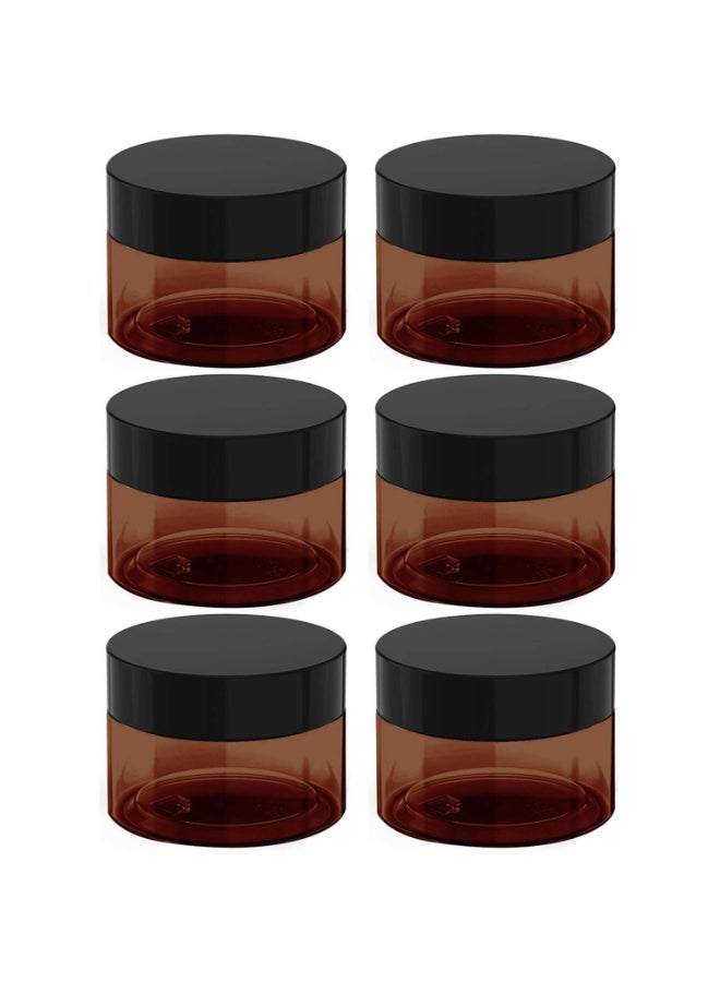BallHull 4 oz Amber Plastic Cosmetic Jars Leak Proof Container with Black Lid for Cream Lotion Powder ointment Beauty Products etc 6 Pcs - Image 2