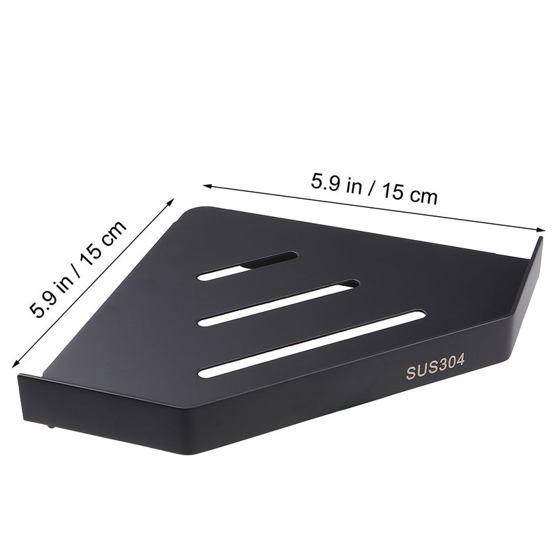 2 pcs Bathroom Corner Shelf Stainless Steel Hollow Wall Mounted Punch Free Storage Rack - Image 5