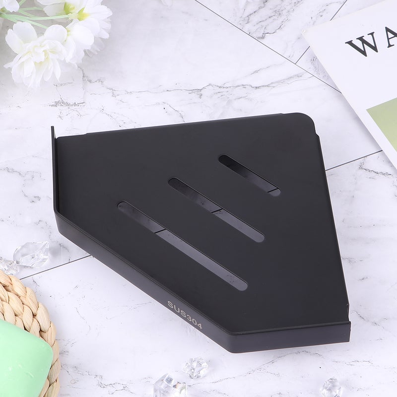 2 pcs Bathroom Corner Shelf Stainless Steel Hollow Wall Mounted Punch Free Storage Rack - Image 4