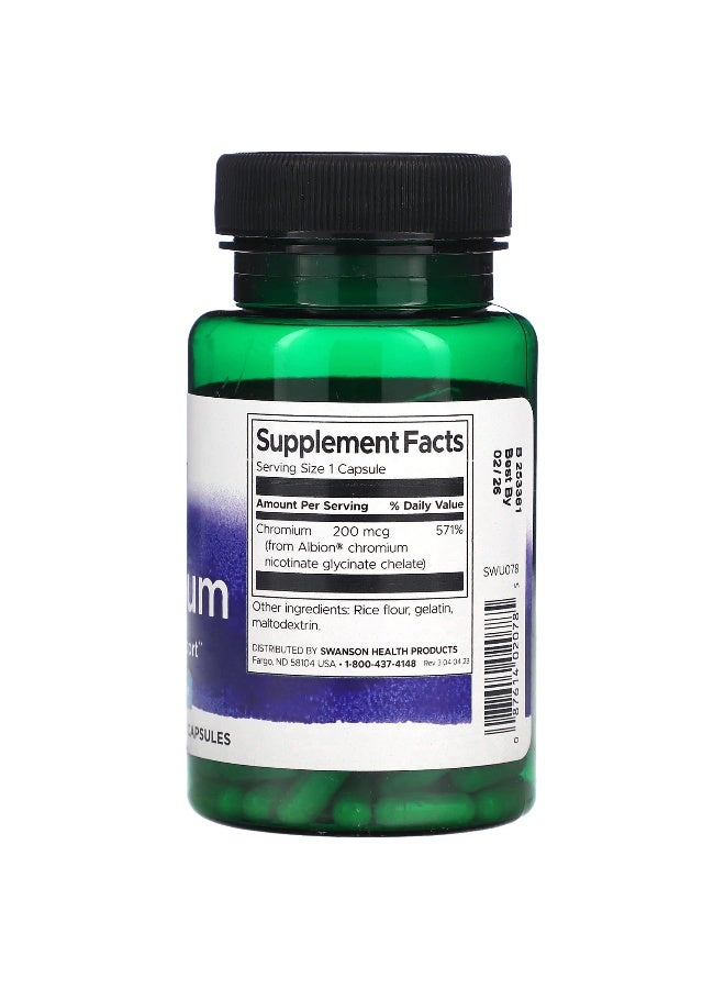SWANSON Swanson, Albion Chromium, 200 mcg, 180 Capsules  - Image 2