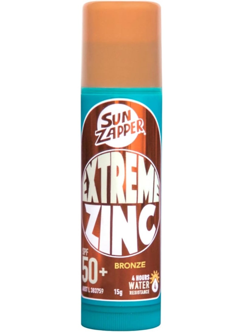 Sun Zapper (Bronze) Extreme Zinc Stick - Bronze/Darker Skin Tone Mineral Sunscreen Stick SPF50+ UVA/UVB+ Unbeatable Sun Protection Sunblock, Sun Cream Made in Australia