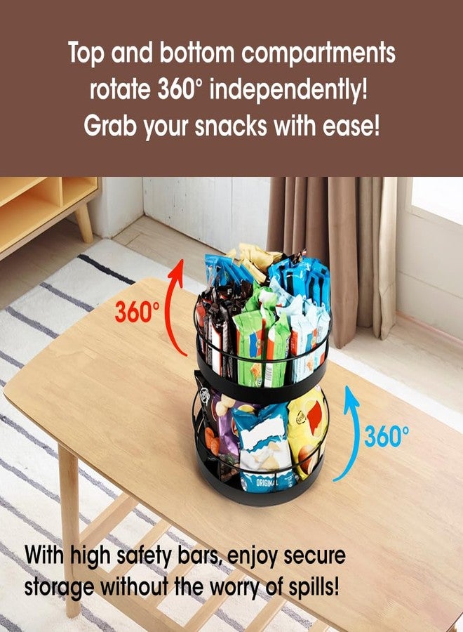 J JACKCUBE DESIGN Snack Organizer 2 Tier Lazy Susan with Convenient Grab-and-Go Design, Versatile Snack Storage with Metal Snack Holder Tray for Kitchen, Office, Breakroom, 14.37" L x 14.37" W x 12.68" H - MK1403A - Image 4