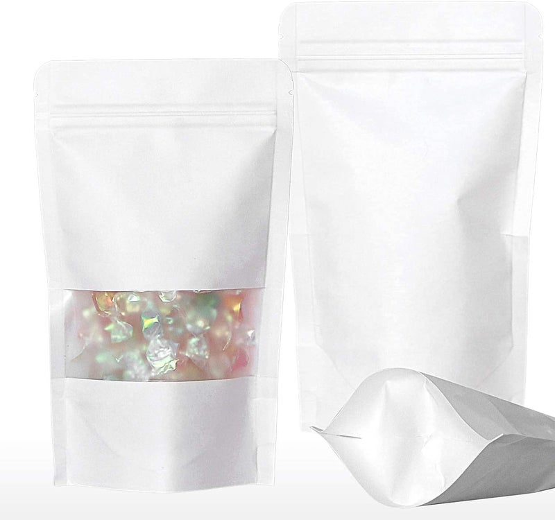 Deera Deera Ziplock Airtight Stand Up Stand up Food Grade PolythenePolyester Lamination PouchCoverBag with Zipper Self Seal and Reusable White200X300 Pack of 50  - Image 3