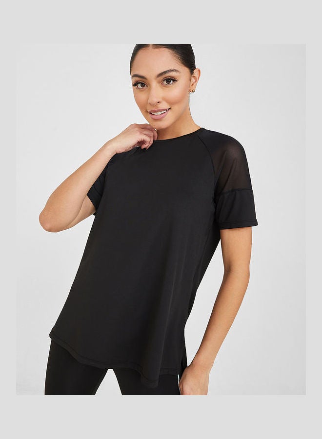 Styli Shoulder Mesh Panel Insert Oversized Yoga Active Top  - Image 1