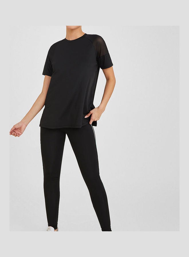 Styli Shoulder Mesh Panel Insert Oversized Yoga Active Top  - Image 2