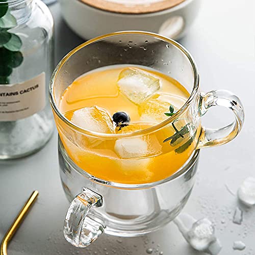 KHOLAD Glass Soup Bowl Mugs Heat Resistant Large Clear Coffee Mug with Handle for Milk Latte Cappuccinos Tea Bag Beverage 450ml Set of 2, Soup Mug - Image 3