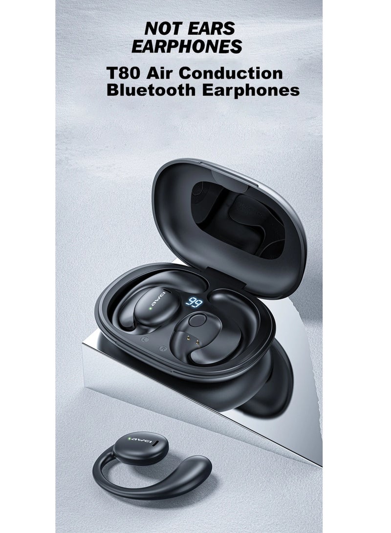 Awei T80 OWS Sports Bluetooth 5.3 Earbuds - Behind the Ear Design Black - Image 3