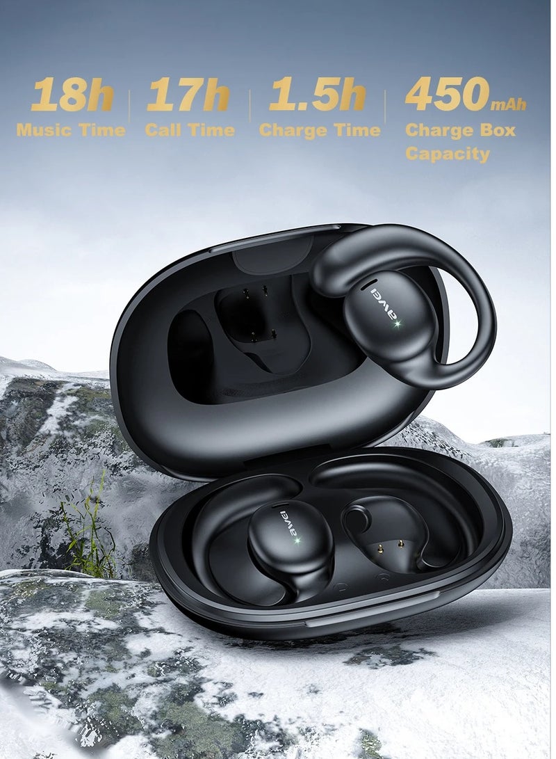 Awei T80 OWS Sports Bluetooth 5.3 Earbuds - Behind the Ear Design Black - Image 4