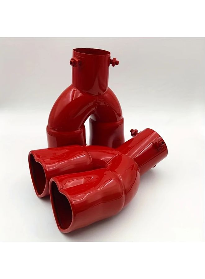 Automotive Dual Outlet Exhaust Pipe Stainless Steel Red Heart Shaped Rear Nozzle Tailpipe Bend - Image 3
