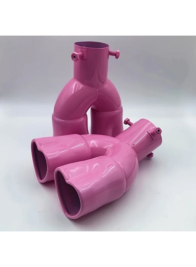 Automotive Dual Outlet Exhaust Pipe Stainless Steel Red Heart Shaped Rear Nozzle Tailpipe Bend - Image 4