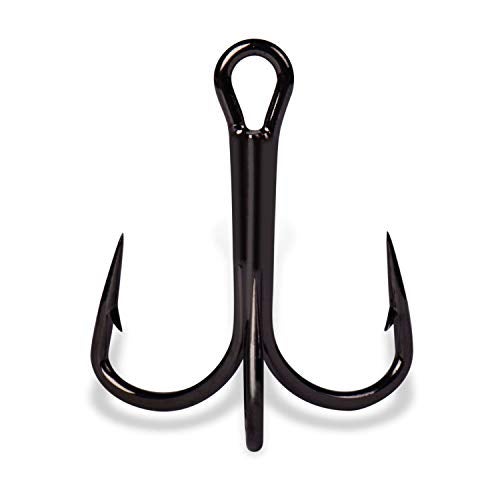 Mustad KVD Elite Triple Grip Treble Hook TG58NP - Barbed Treble Hooks for Freshwater Fishing, Best Shape for Hook Up Ratios, Black Nickel - Size 4 - Pack of 11 - Image 1