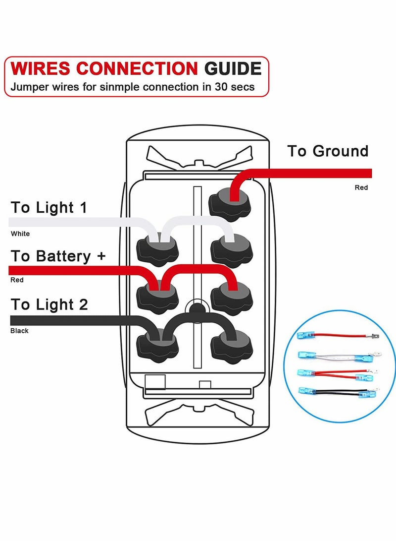 Generic Waterproof Rocker Switch Toggle ON OFF Red LED Light 12V 20A 24V 10A 7Pin with Jumper Wires Set for Automotive Cars Vehicles Marine Boats Trucks Trailers 4x4 Caravans RVs ATV UTV and More  - Image 5