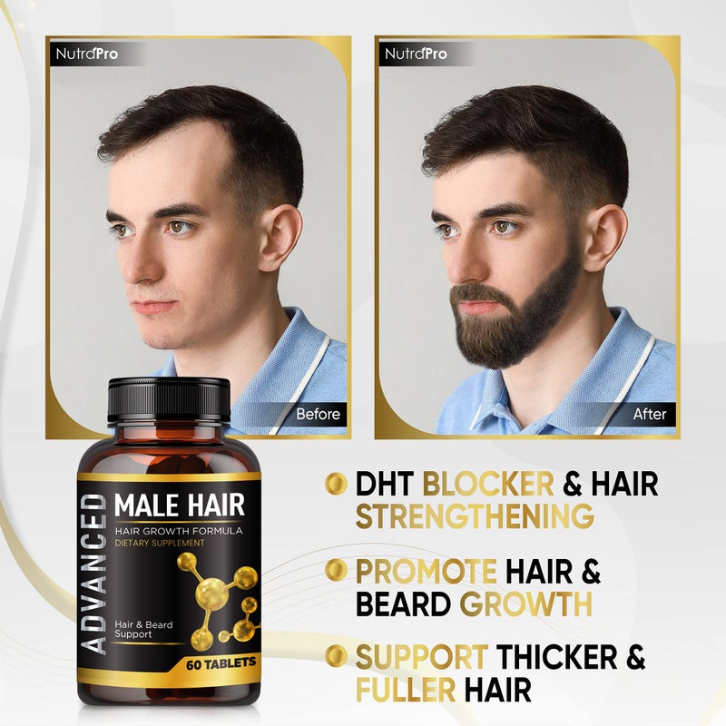 NutraPro Hair Growth Vitamins For Men-Anti Hair Loss Support Vitamins Pills & Dht Blocker For Men.Regrow Hair & Beard Growth Supplement For Thicker Fuller & Stronger Hair. Support Thinning Hair With Biotin. - Image 3