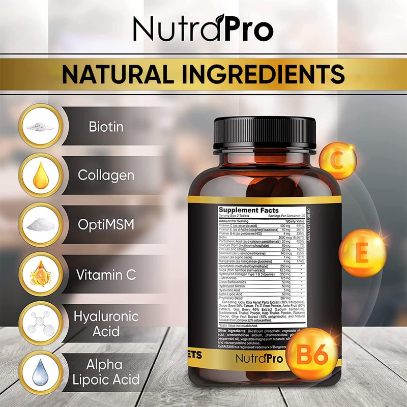 NutraPro Hair Growth Vitamins For Men-Anti Hair Loss Support Vitamins Pills & Dht Blocker For Men.Regrow Hair & Beard Growth Supplement For Thicker Fuller & Stronger Hair. Support Thinning Hair With Biotin. - Image 5