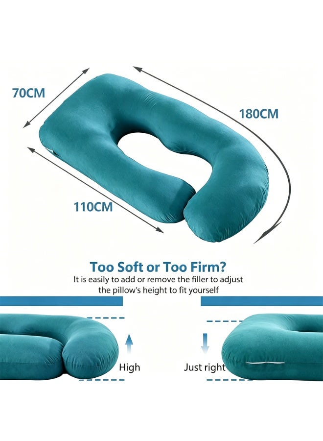 VTERLY Pregnancy Pillows, 180cm Long Maternity Pillows with Removable Bean Velvet Cover, U-Shape Full Body Pillow, Pregnancy Pillows for Sleeping, Body Pillows for Adults, Maternity Pillow - Image 2