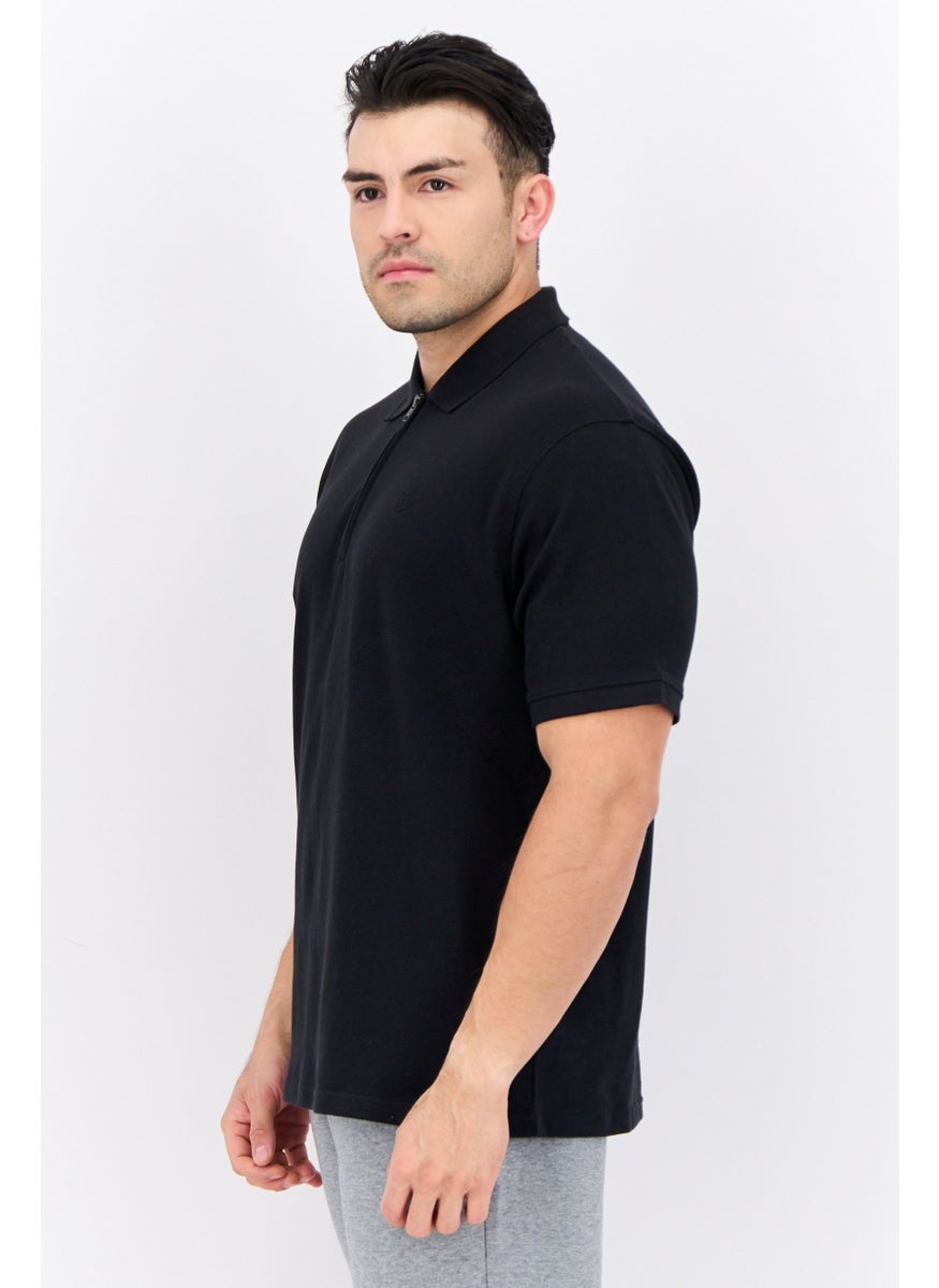 CROSSHATCH Men Regular Fit Embroidered Short Sleeves Polo, Black  - Image 2