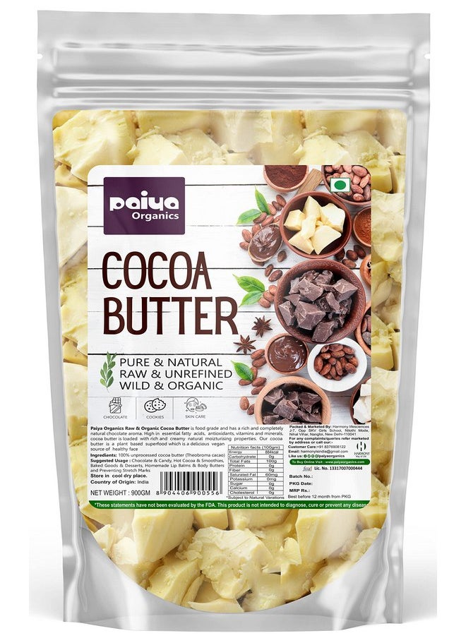 Paiya Organics Paiya organics Cocoa Butter Pure & Natural Raw Unrefined Wild Organic for Body Lotion Stretch Mark Chocolate Making Moisturizer Skin Care 900gm  - Image 1