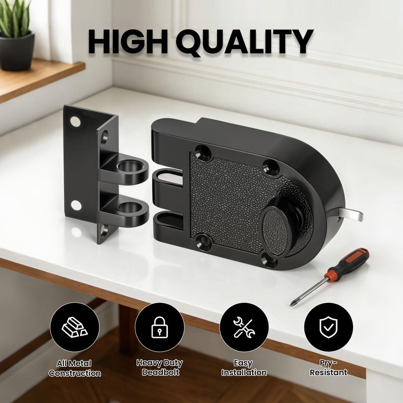 CEYMIO Jimmy Proof Deadbolt Lock - Heavy Duty Single Cylinder Keyed Entry Deadbolt, Anti-Pry & Anti-Kick Security Door Lock for Exterior/Entry/Front Doors, Matte Black Finish - Image 3