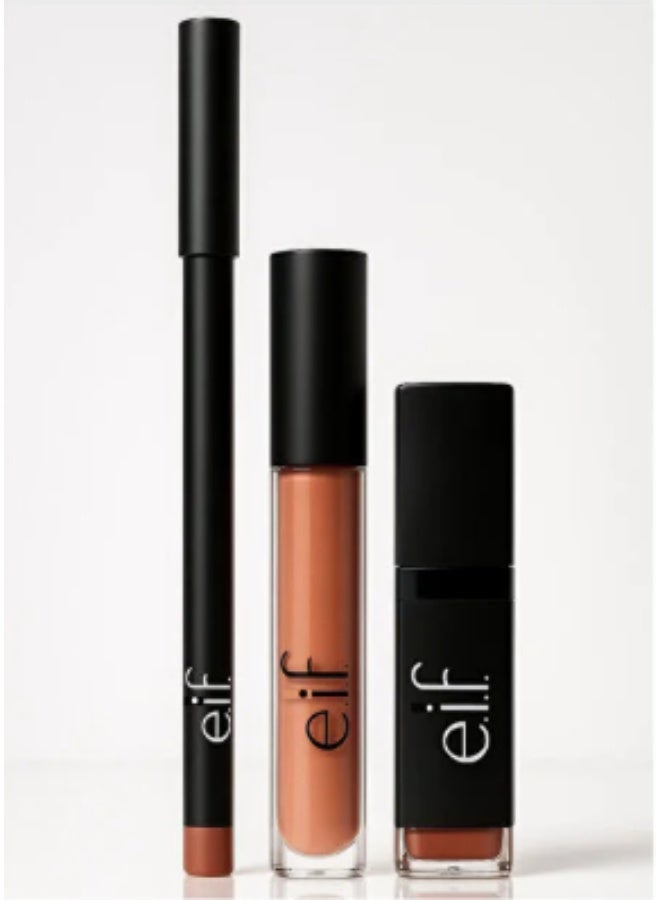 إلف مجموعة الشفاه ايف بدرجة النيود المثالية - روج سائل italian rose - روج جاف 08 - محدد شفاة 09 - Image 1