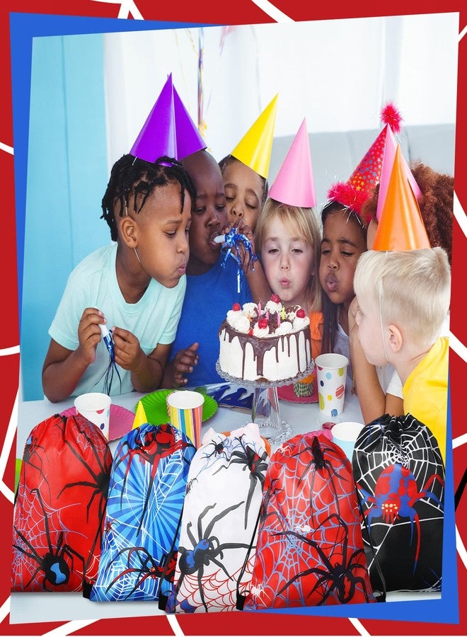 Lothee 24 Pcs Spider Web Drawstring Bags Birthday Party Decoration Goodie Bag Backpack for Birthday Party Supplies (Spider Style) - Image 2