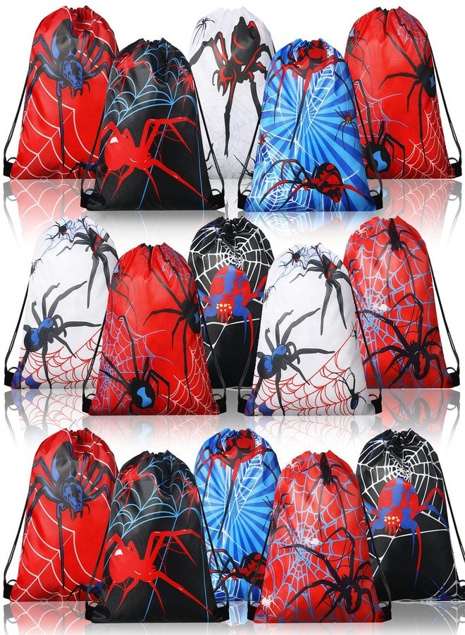 Lothee 24 Pcs Spider Web Drawstring Bags Birthday Party Decoration Goodie Bag Backpack for Birthday Party Supplies (Spider Style) - Image 1
