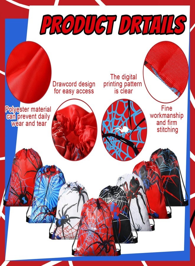 Lothee 24 Pcs Spider Web Drawstring Bags Birthday Party Decoration Goodie Bag Backpack for Birthday Party Supplies (Spider Style) - Image 4