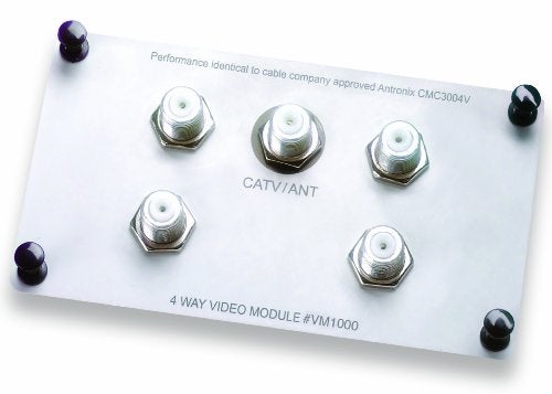 On-Q Legrand - OnQ 4 Way Video Module, Enhanced Passive 1GHz Video Splitter, Enclosure Mount Style for Digital Cable, High-Speed Internet, HDTV, 1 Count, VM1000 - Image 1