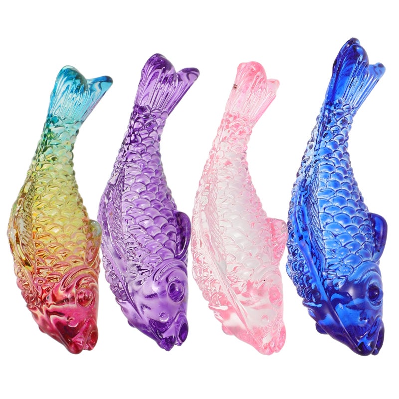4pcs Glass Fish Figurines Adorable Art Pieces Home Decor Delicate Small Fish Model Tabletop Decoration Kids Party Ornament Party Favors - Image 1