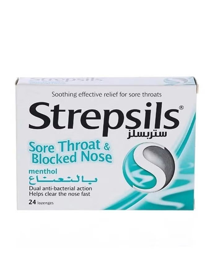 Strepsils Antiseptic tablets for relief of sore throat symptoms with mint - 24 tablets