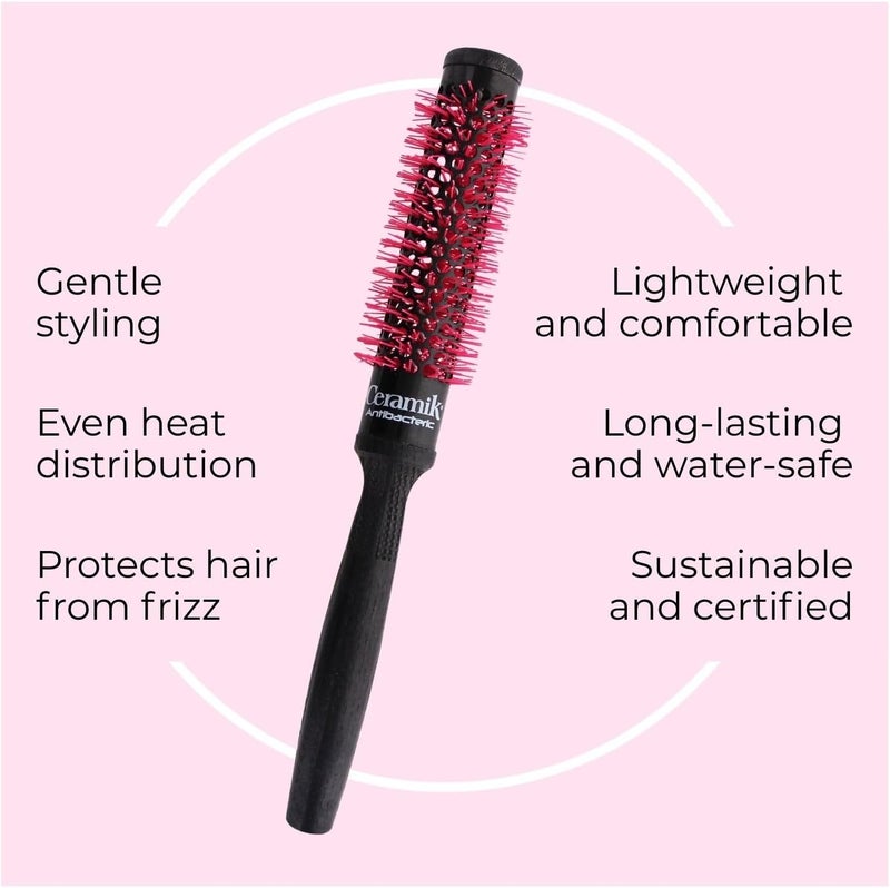 TEK Ceramic Antibacterial Thermal Brush with Oxygen Roller Treatment - 24 mm Diameter, Handmade in Italy - Image 2