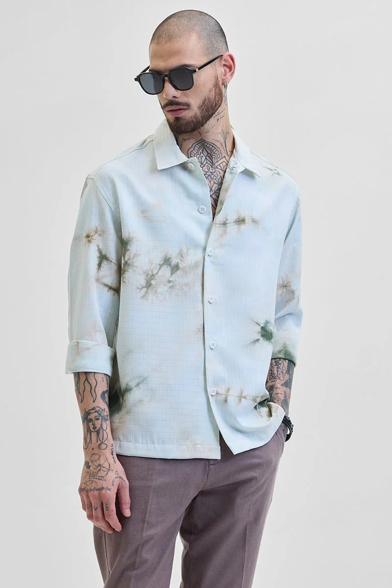 SNITCH Light Blue Self Design Tye & Dye Shirt
