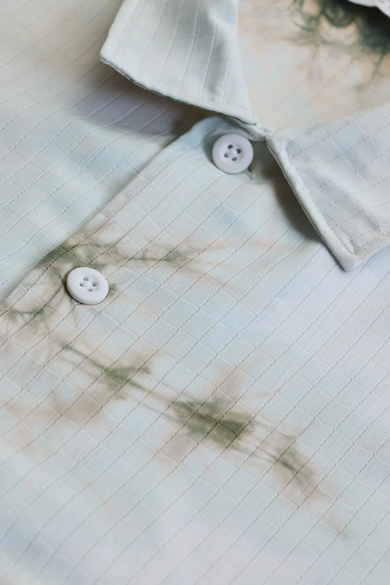 SNITCH Light Blue Self Design Tye & Dye Shirt