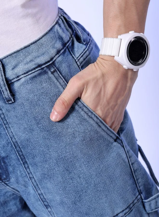 ذا انديان كراج كو Men Baggy Placement Print Mid-Rise Stretchable Jeans