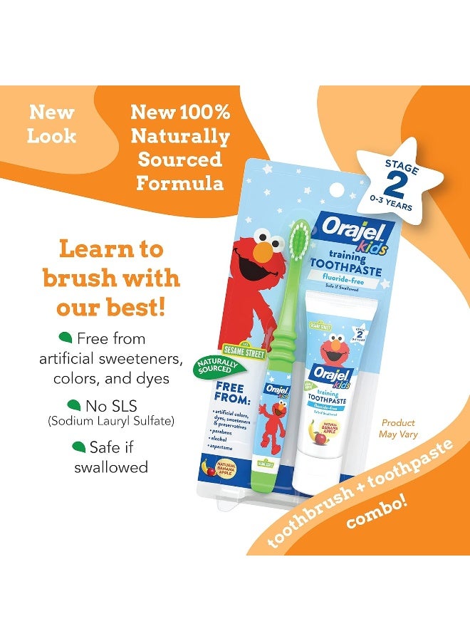 Orajel Elmo FluorideFree Tooth Gum Cleanser with Toothbrush Combo Pack Banana Apple Flavored NonFluoride 2 Piece Set - Image 2