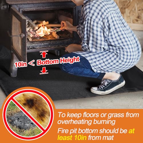 PAMASE Fire Pit Mat - 37.8x39.4in Fireproof Blanket for Under Fire Pit, Compatible with Solo Stove, Heat Resistant Rug for Outside Indoor Wooden Deck Grass Lawn Protection - Black - Image 3