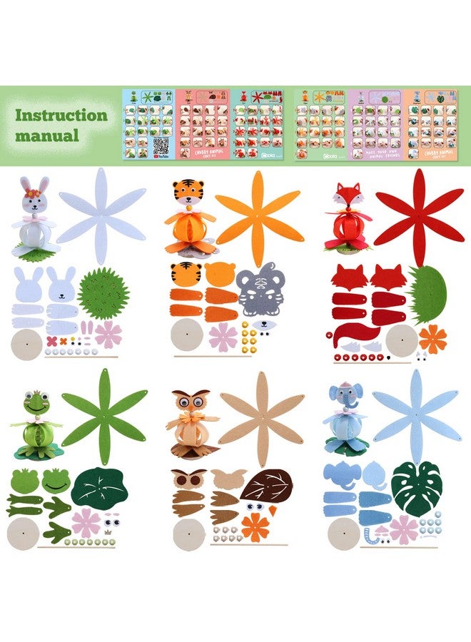 Coola Animal Felt Craft Kit for Kids - Pack 6 Art and Craft DIY Early Educational Toys Suitable Need Best Gift for Kids Age 3-6,7,8,9 - Image 2