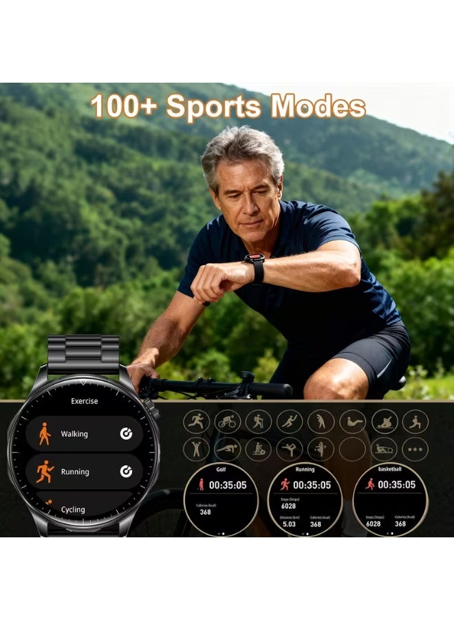 رولستيمي ساعة ذكية بلوتوث مع سماعة رأس ، ساعة يمكن ارتداؤها ، شاشة تعمل باللمس بالكامل مقاس 1.43 بوصة ، افتح الغطاء لأخذ سماعة الرأس ، مراقبة النوم لممارسة اللياقة البدنية ، الرياضة مقاومة للماء ، ساعة ذكية يمكن ارتداؤها 2 في 1 - Image 4