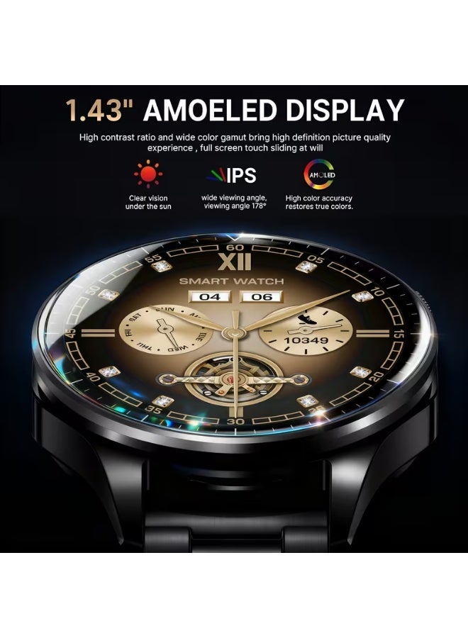 رولستيمي ساعة ذكية بلوتوث مع سماعة رأس ، ساعة يمكن ارتداؤها ، شاشة تعمل باللمس بالكامل مقاس 1.43 بوصة ، افتح الغطاء لأخذ سماعة الرأس ، مراقبة النوم لممارسة اللياقة البدنية ، الرياضة مقاومة للماء ، ساعة ذكية يمكن ارتداؤها 2 في 1 - Image 5