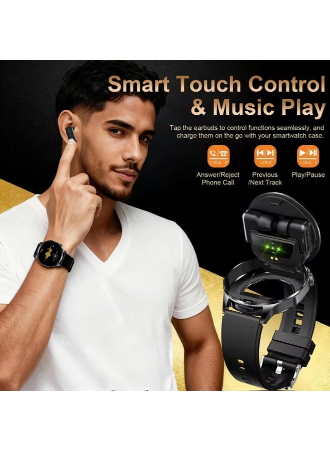 رولستيمي ساعة ذكية بلوتوث مع سماعة رأس ، ساعة يمكن ارتداؤها ، شاشة تعمل باللمس بالكامل مقاس 1.43 بوصة ، افتح الغطاء لأخذ سماعة الرأس ، مراقبة النوم لممارسة اللياقة البدنية ، الرياضة مقاومة للماء ، ساعة ذكية يمكن ارتداؤها 2 في 1 - Image 3